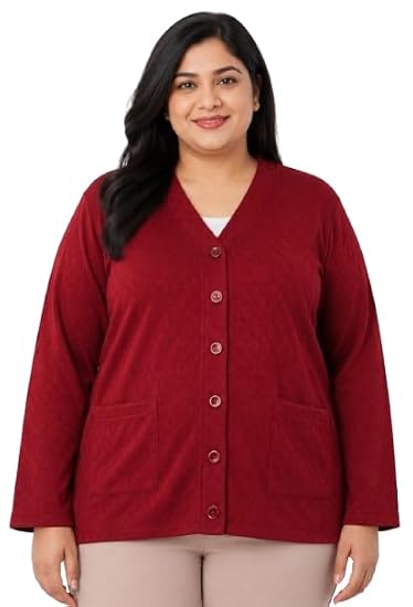 Buy LE ARC Women's Acrylic Blend V-Neck Full Sleeve Pocket
